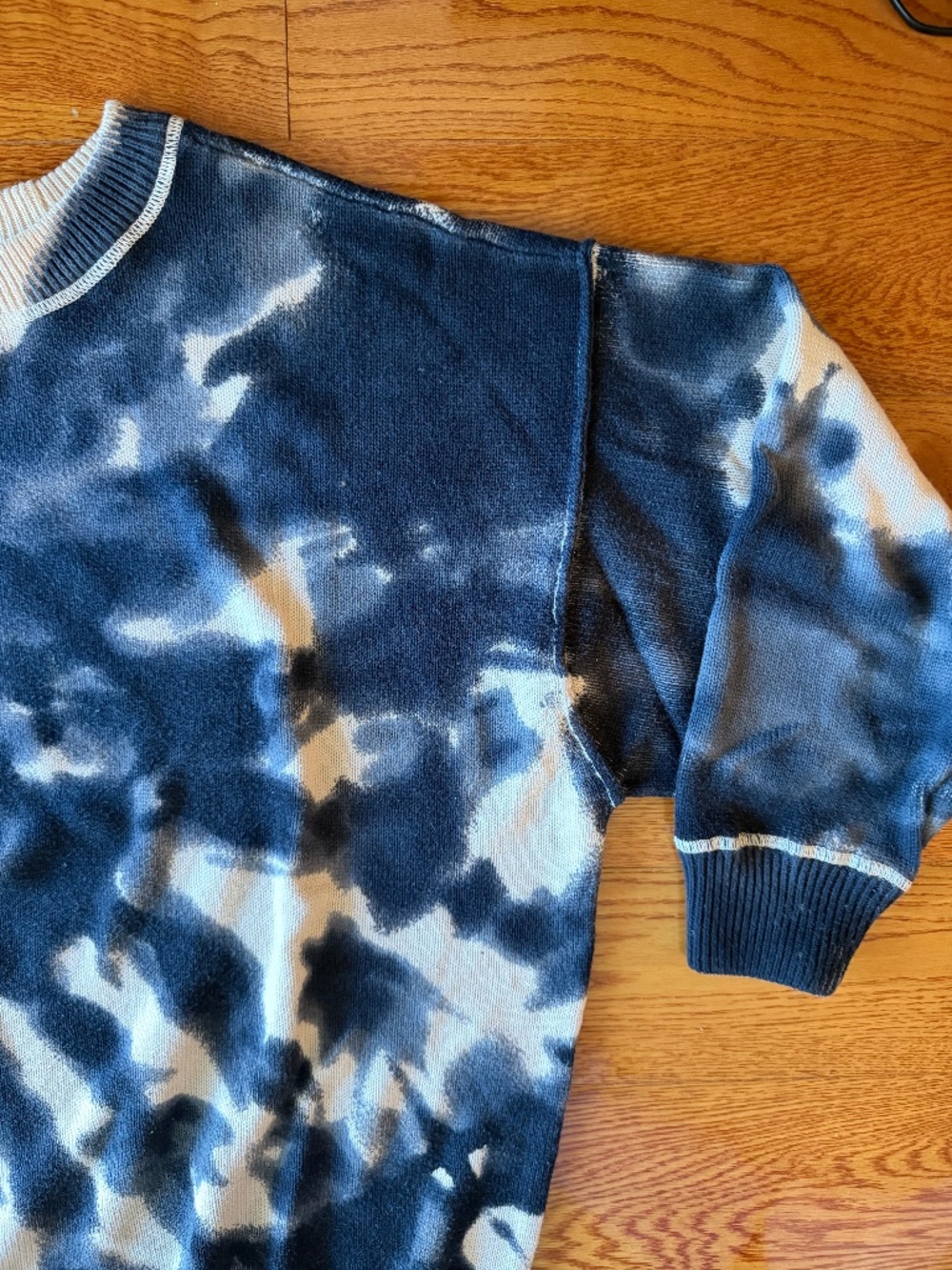 Natural Life Taylor Oversized Cotton Sweater Black Cream Tie Dye S/M